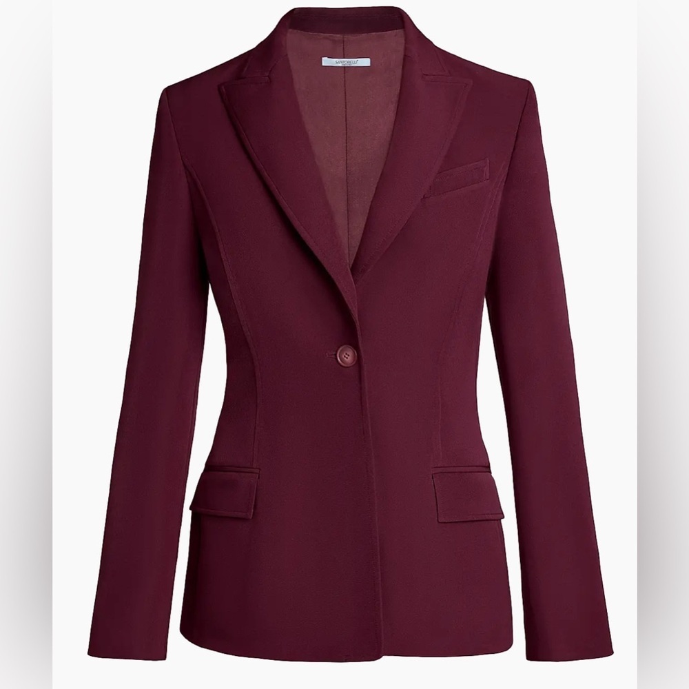 NWT Santorelli Single-Button Peak-Lapel Jacket in Cherry Cola Size 52 US 16